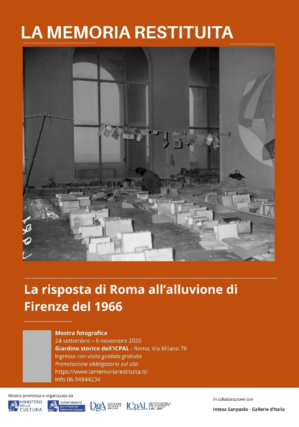 GEP 2026 - Visite guidate alla mostra fotografica “La memoria restituita. La risposta di Roma all’alluvione di Firenze del 1966” | ICPAL | 26 e 27 settembre